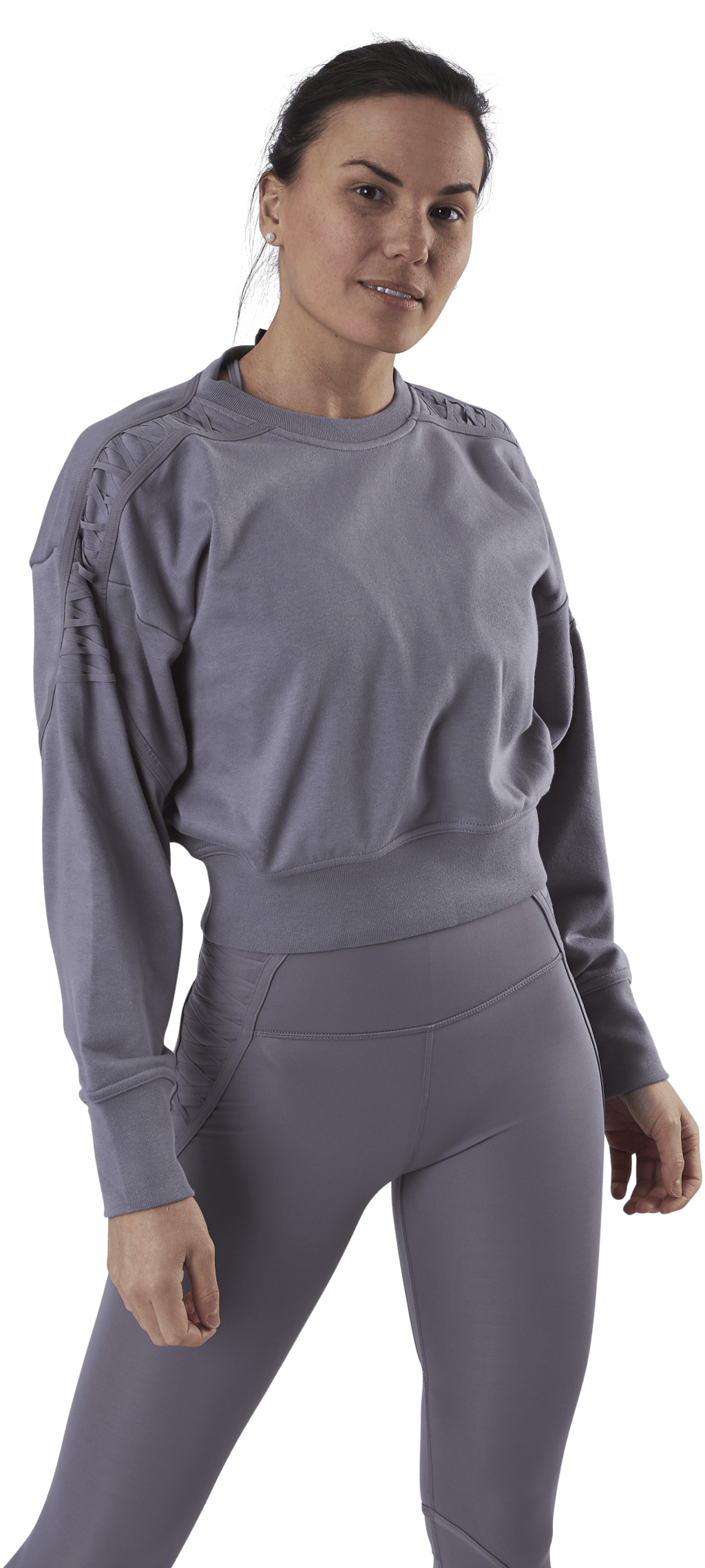 Therma Cropped Fleece LS Crew Purple