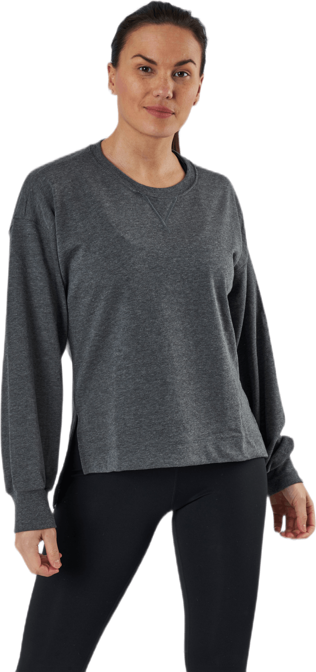 Yoga French Terry Fleece LS Black/Grey, Female, Kleding, Overhemden, Yoga, Grijs, S
