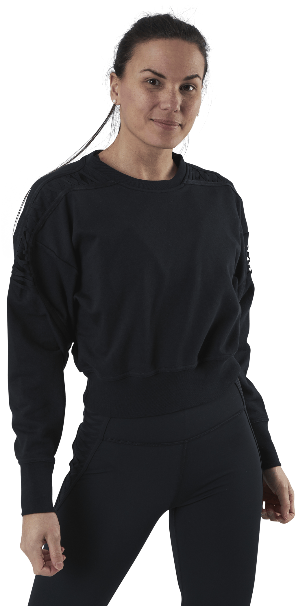 Therma Cropped Fleece LS Crew Black