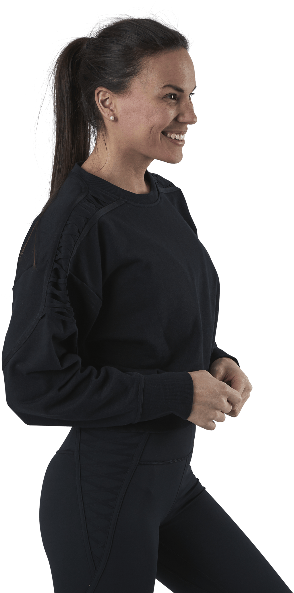 Therma Cropped Fleece LS Crew Black - Bild 2