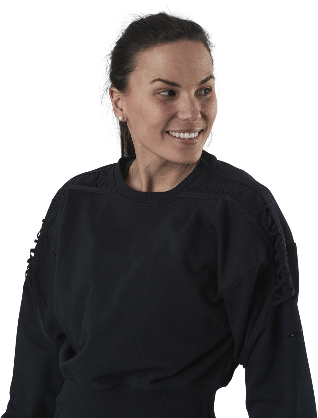 Therma Cropped Fleece LS Crew Black - Bild 4