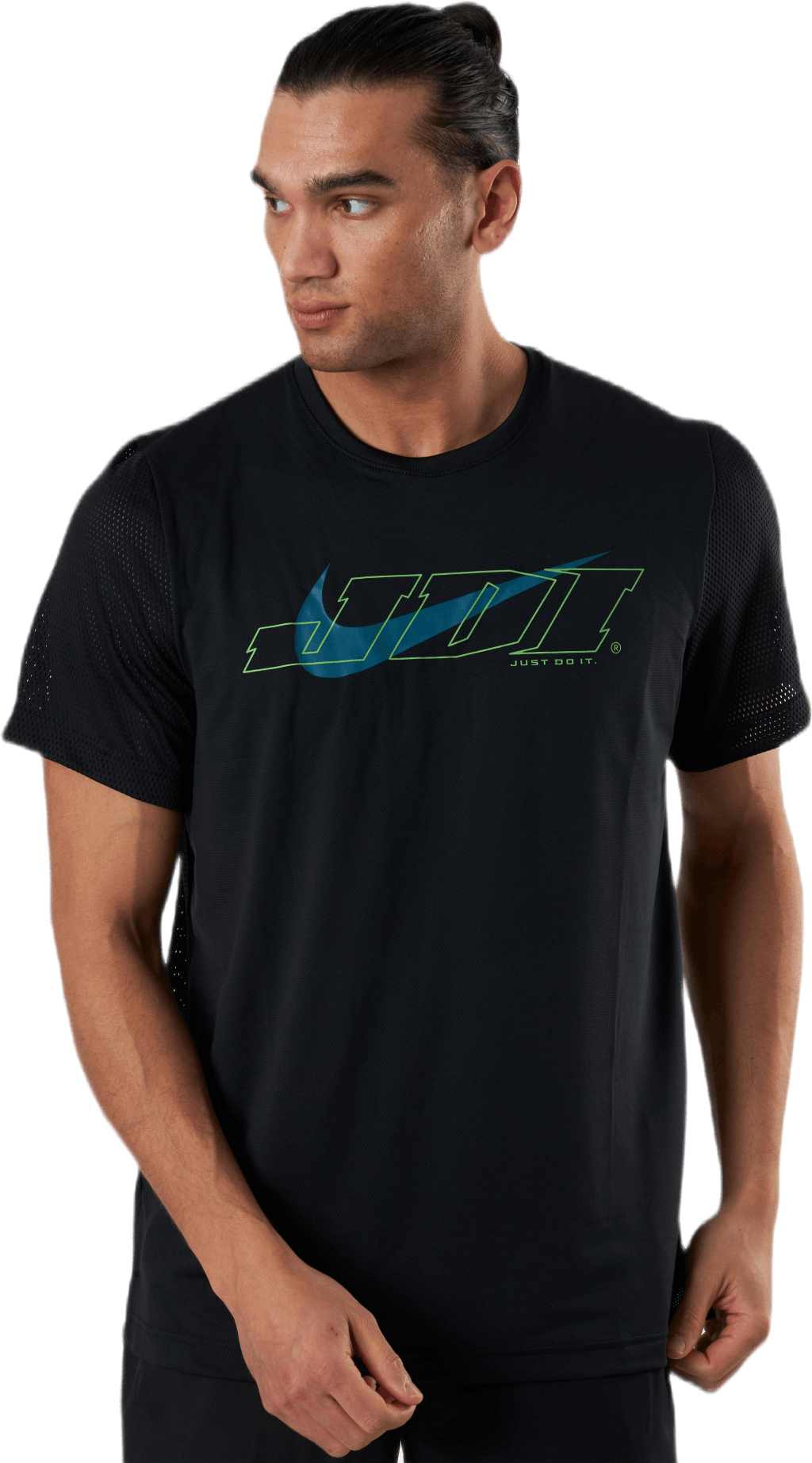 SS Top Green/Black, Male, Apparels, T-shirt, Workout, Black, L