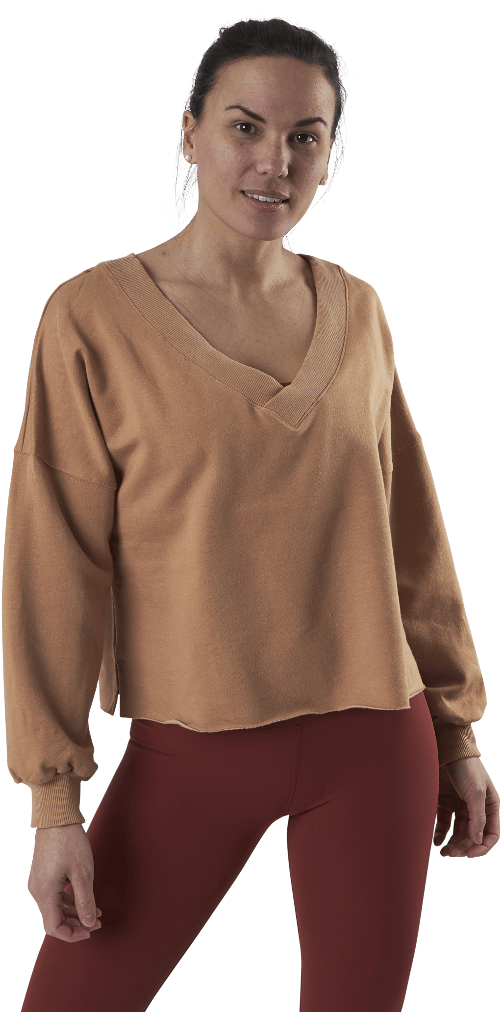 Yoga Off-Mat Fleece V-Neck Pink/White, Female, Apparels, Shirts, Yoga, Pink/White, M