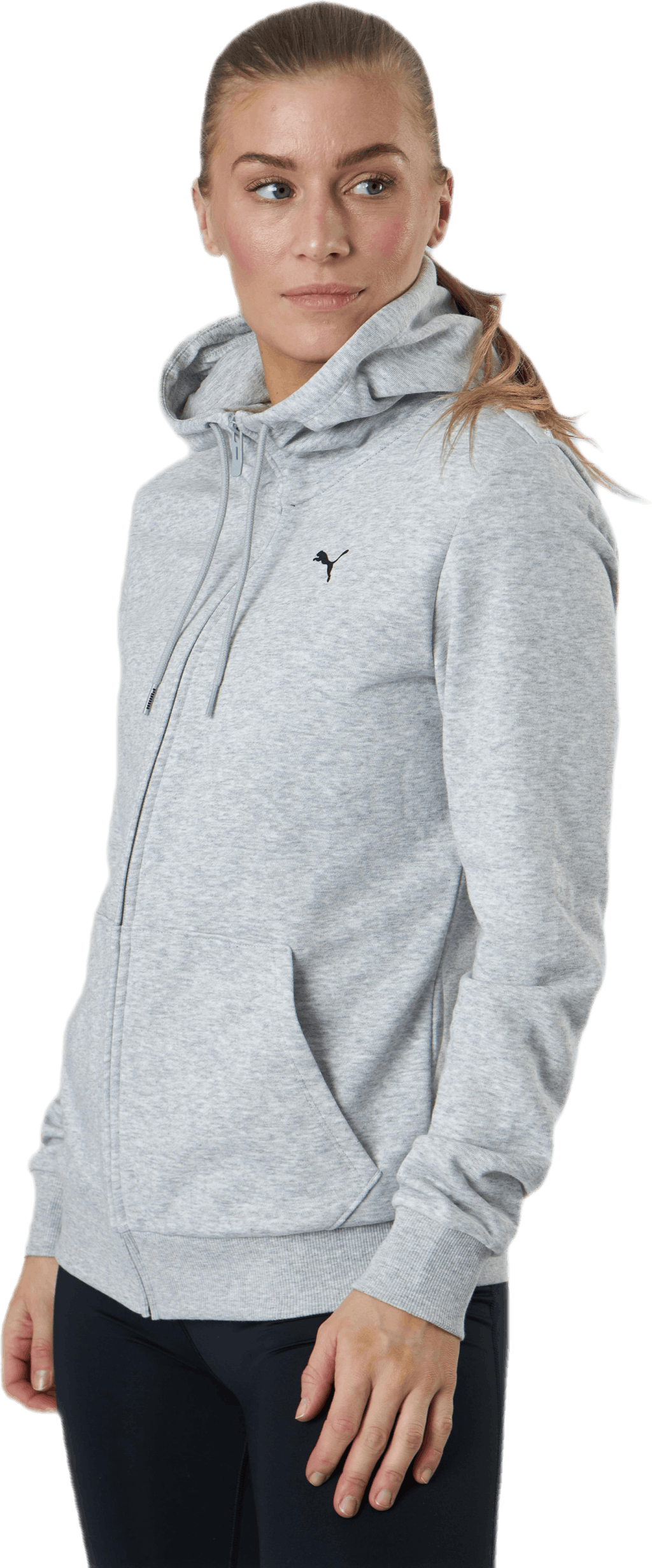 Essential Small Logo Full-Zip Hoodie Tr Grey, Female, Apparels, Shirts, Grey, XL
