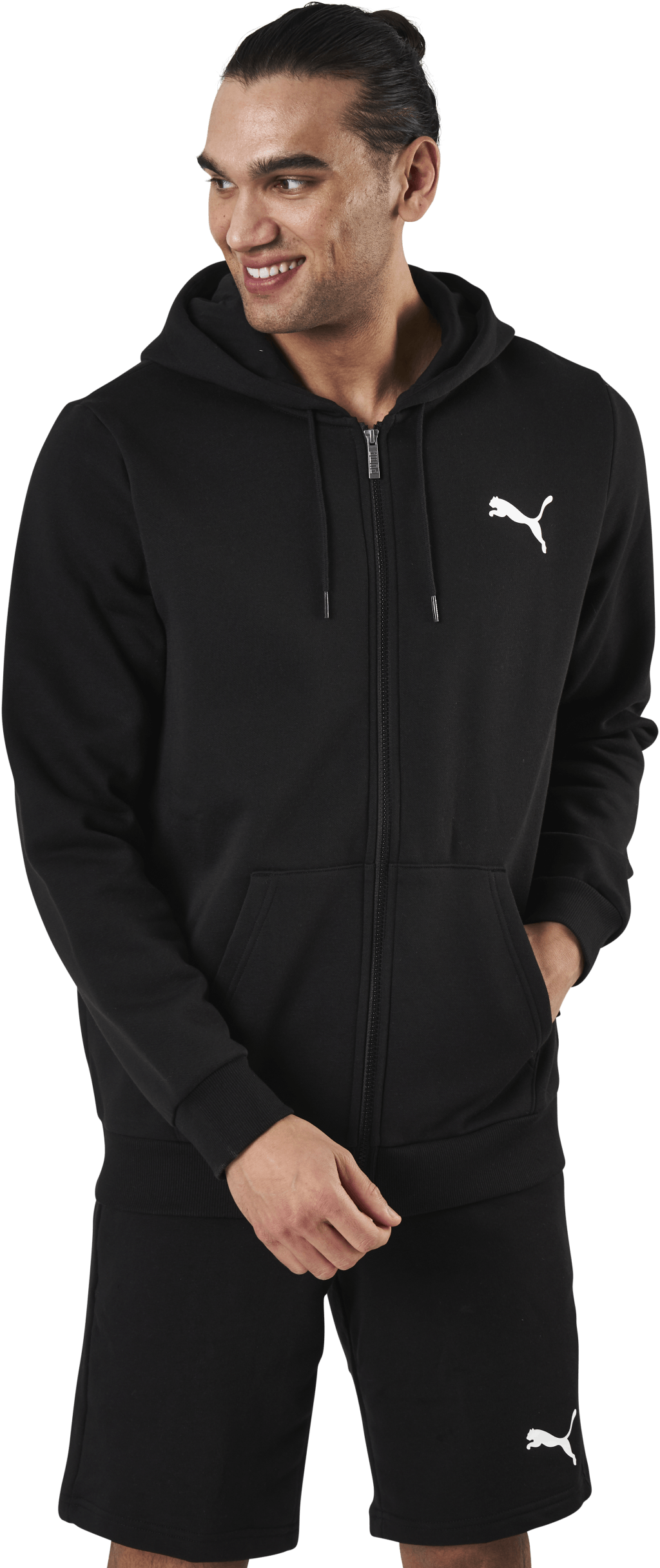 Essential Small Logo Fz Hoodie Fl Black, Male, Apparels, Shirts, Black, XL
