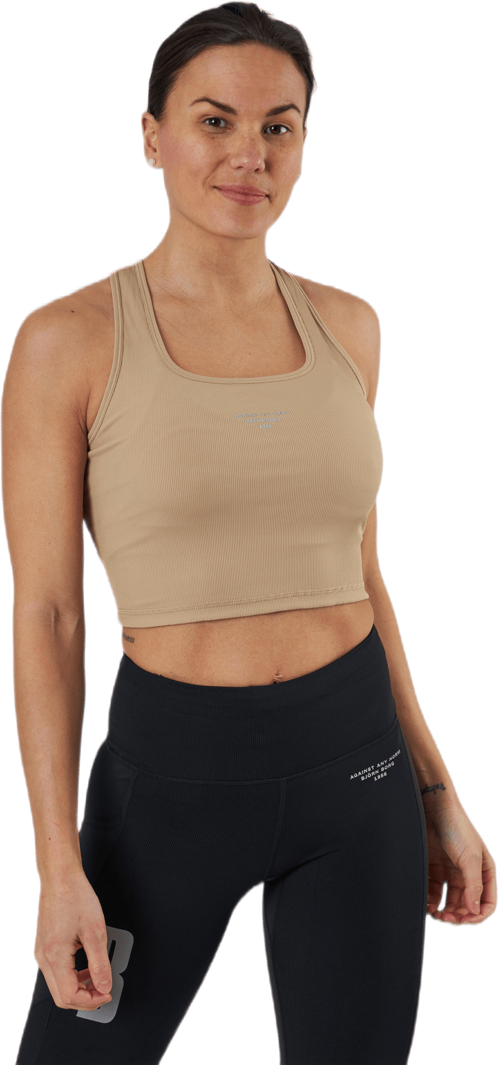Night Rib Crop Tank Beige, Female, Kleding, Tops, Training, Beige, 34