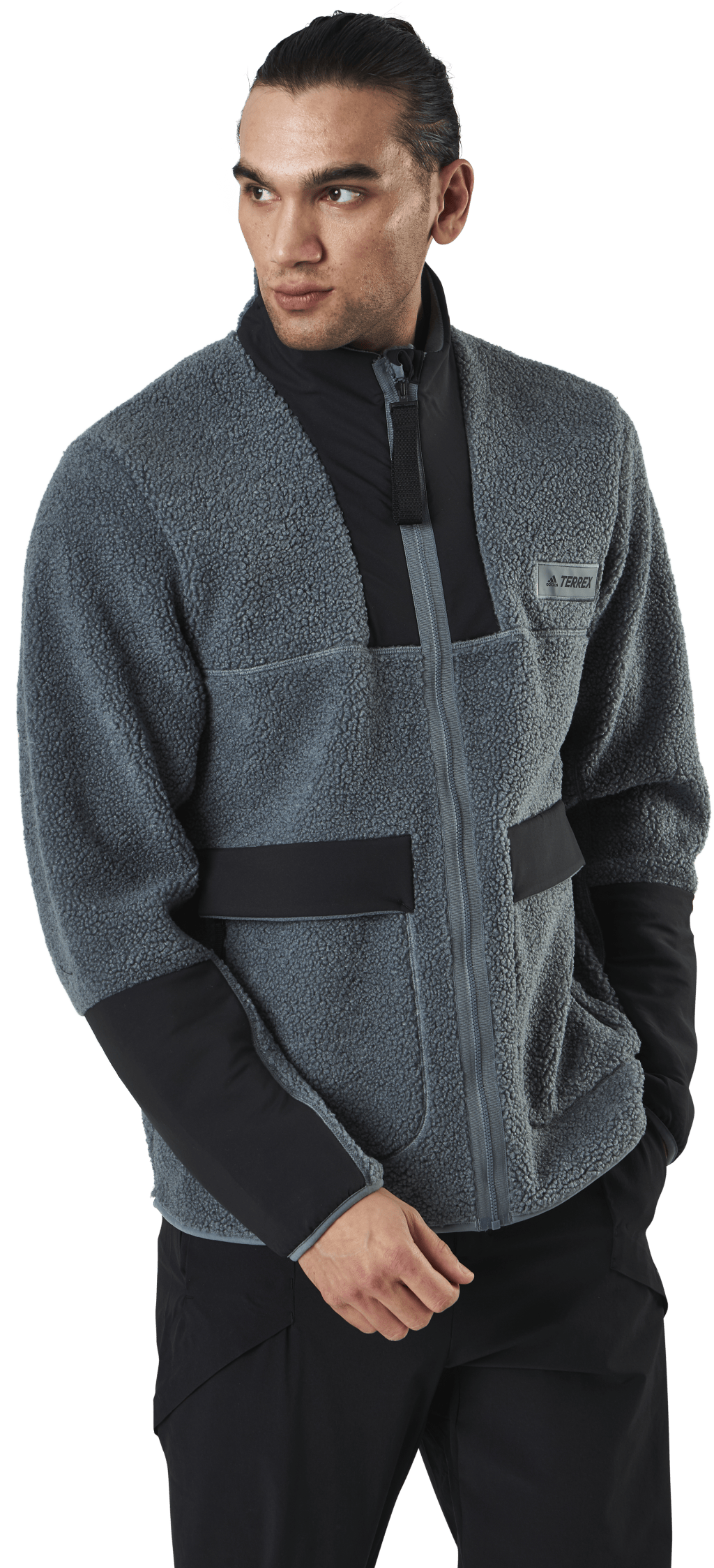 Terrex Sherpa Fullzip Fleece Blue Oxide / Black, Male, Apparels, Shirts, Grey, S