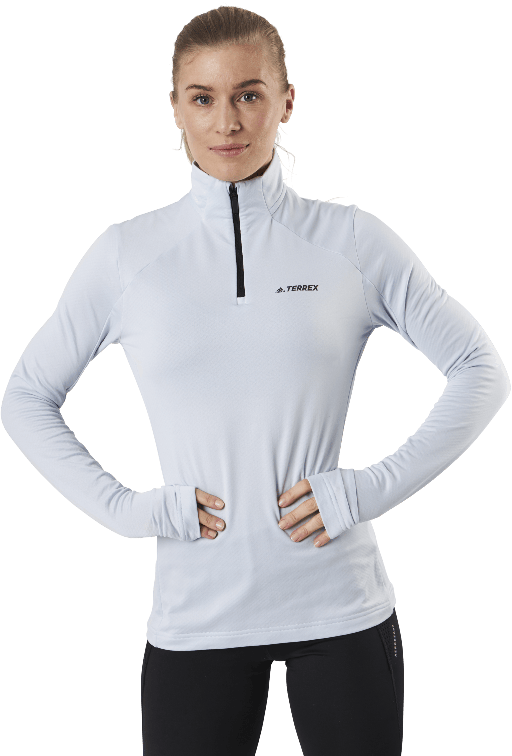 W Terrex Multi 1/2 Fleece Halo Blue, Female, Apparels, jackets, White, L