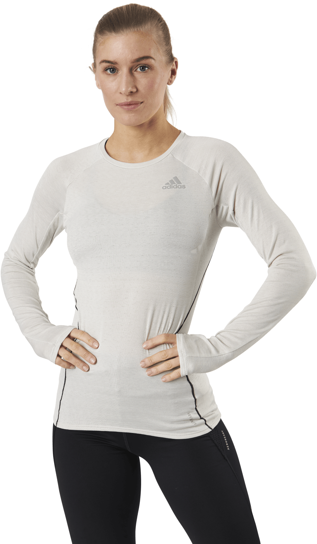 Adidas Runner Long Sleeve Tee Women Alumina, Female, Apparels, Shirts, Running, White, S