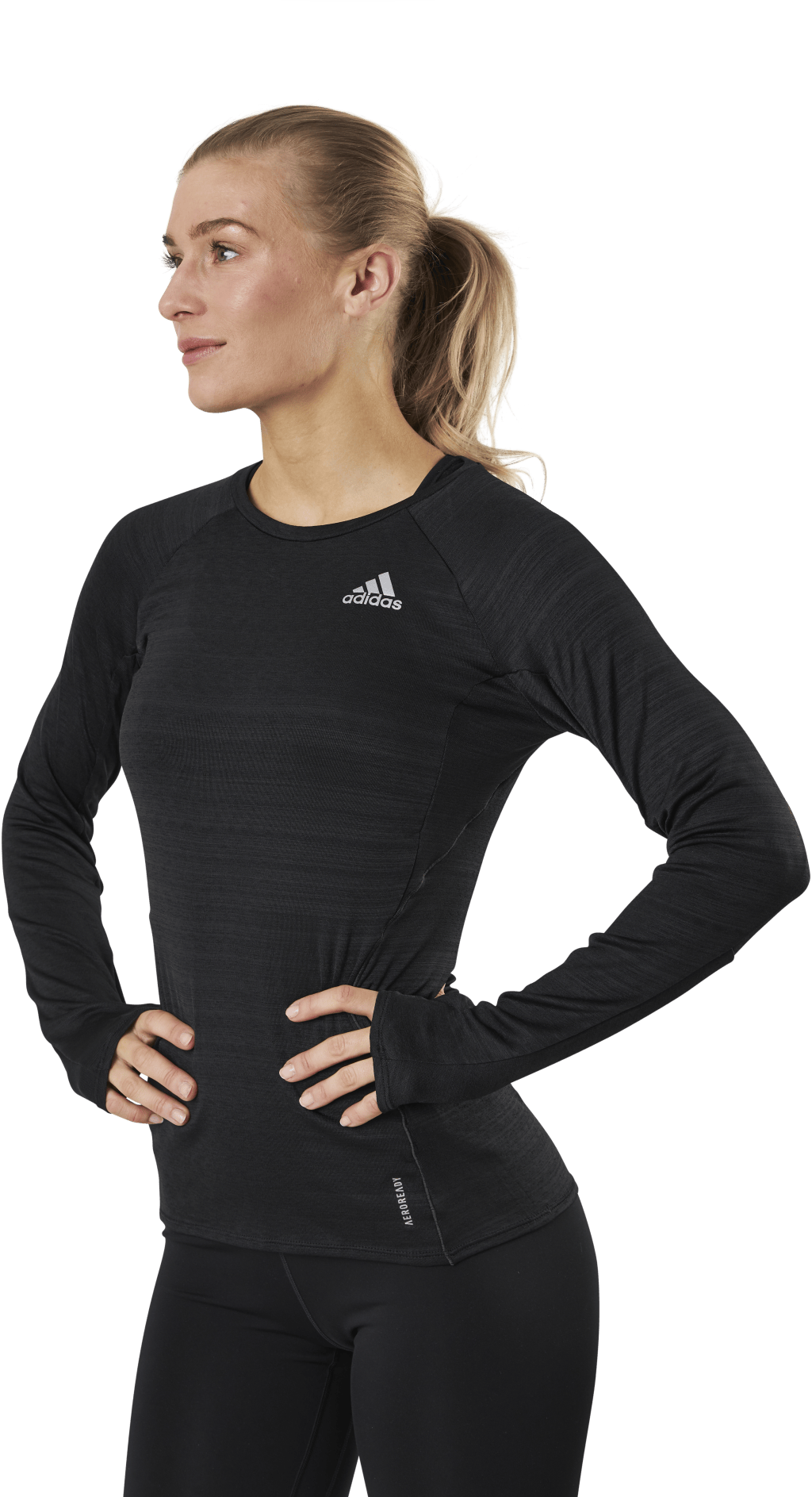 Adidas Runner Long Sleeve Tee Women Black / Reflective Silver, Female, Apparels, Shirts, Running, Black, XS