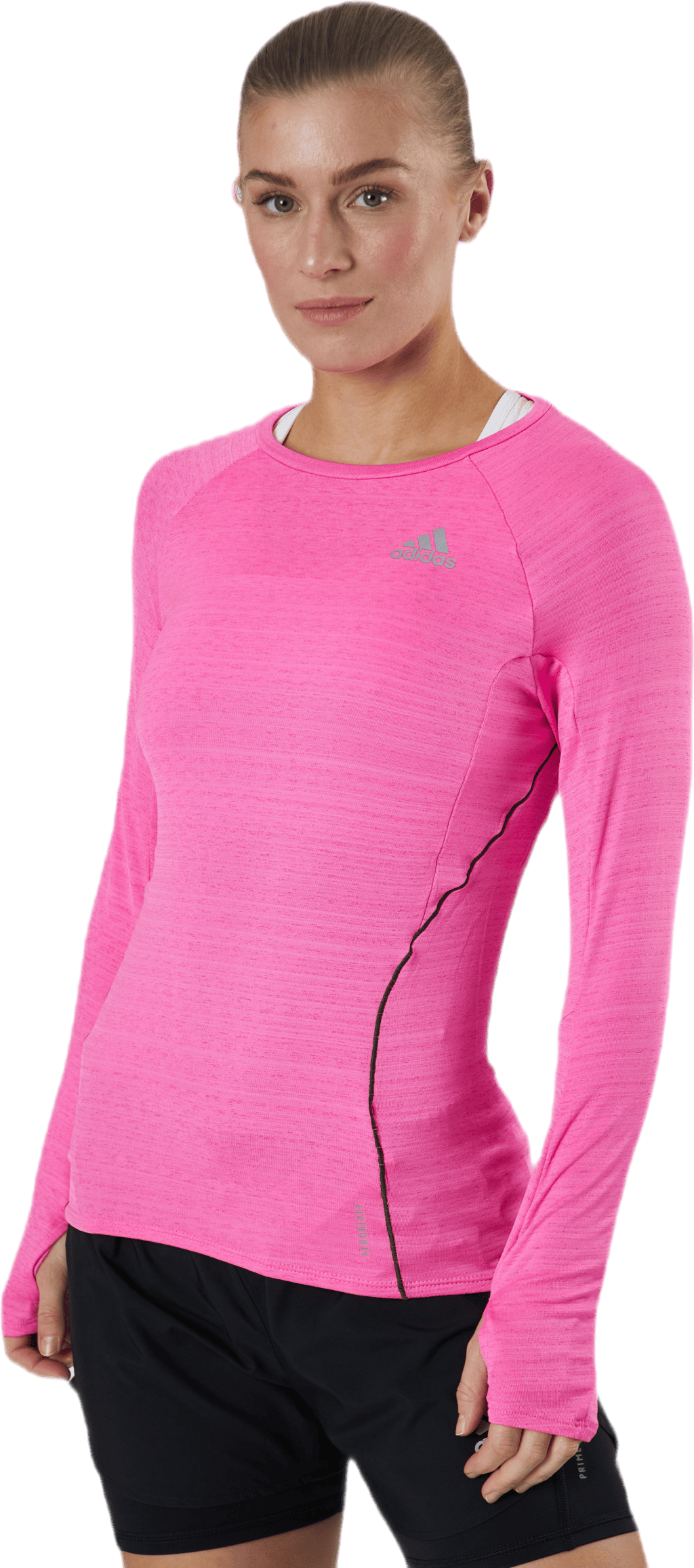 Adidas Runner Long Sleeve Tee Women Screaming Pink, Female, Apparels, Shirts, Running, Pink, L