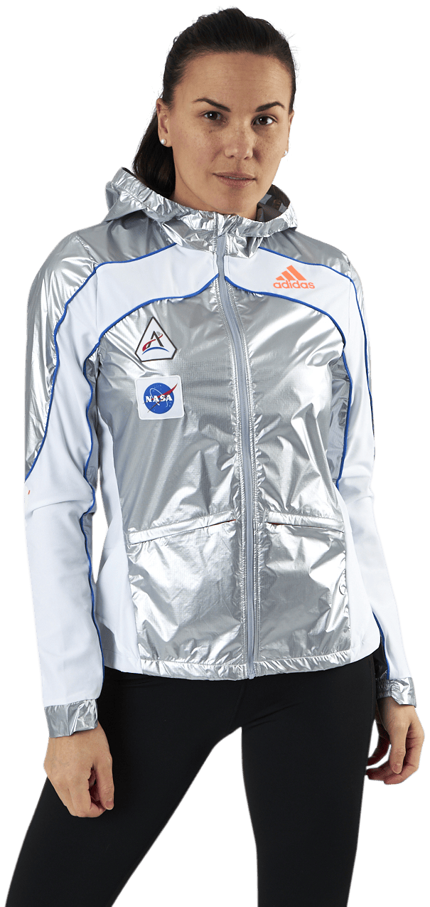 Adidas Marathon Space Race Jacket Women Matte Silver / White, Female, Apparels, jackets, Running, Silver/Grey, XS