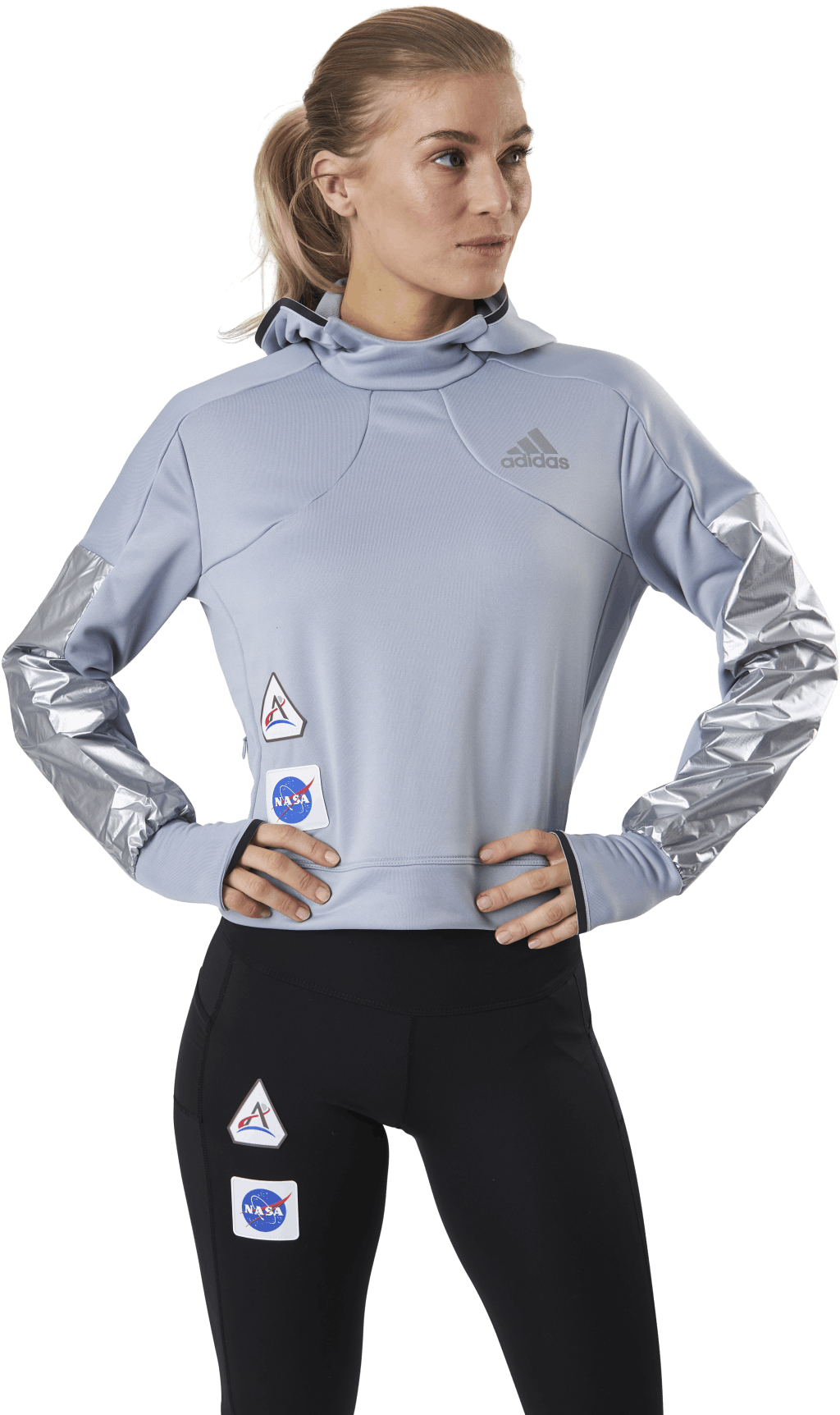 Space Race Hoodie Women Halo Silver, Female, Apparels, Shirts, Running, Grey, L