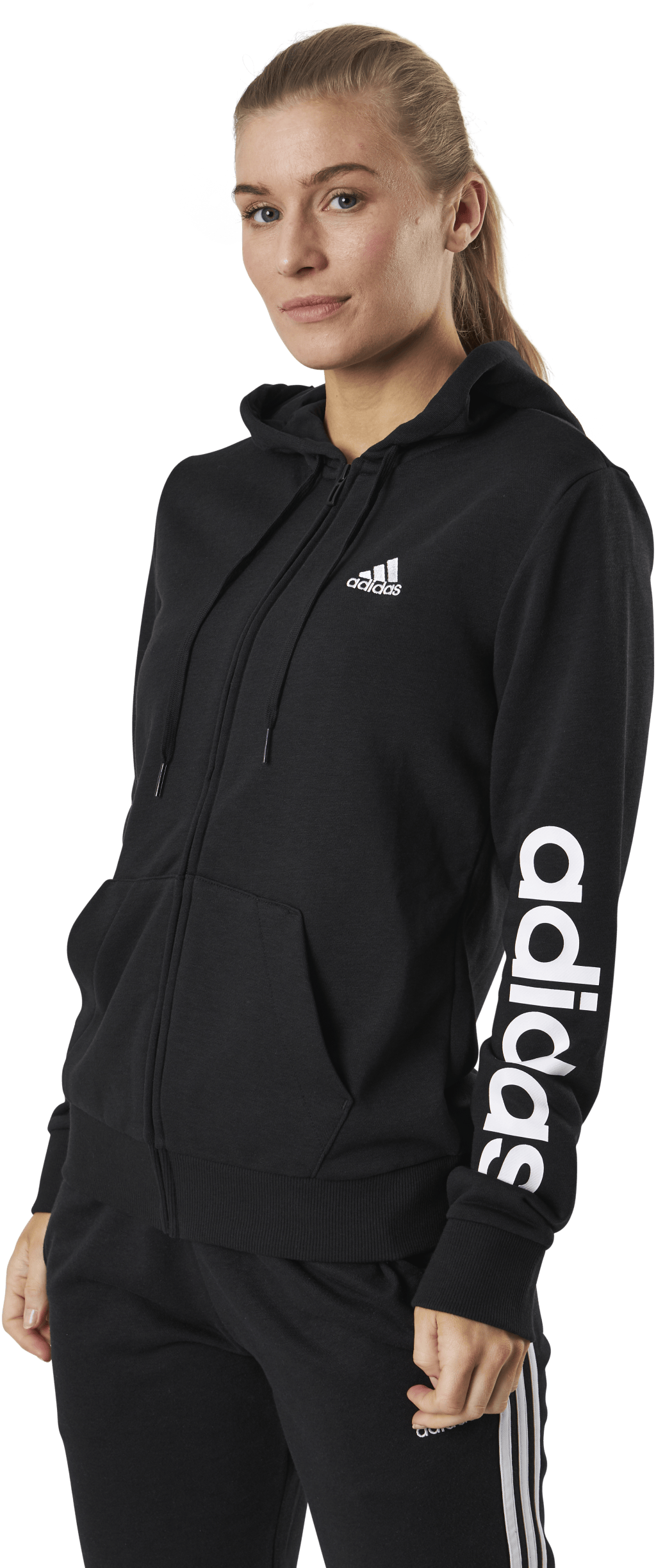 Essentials Full-Zip Hoodie Black / White | De bästa sportmärkena |  Sportamore