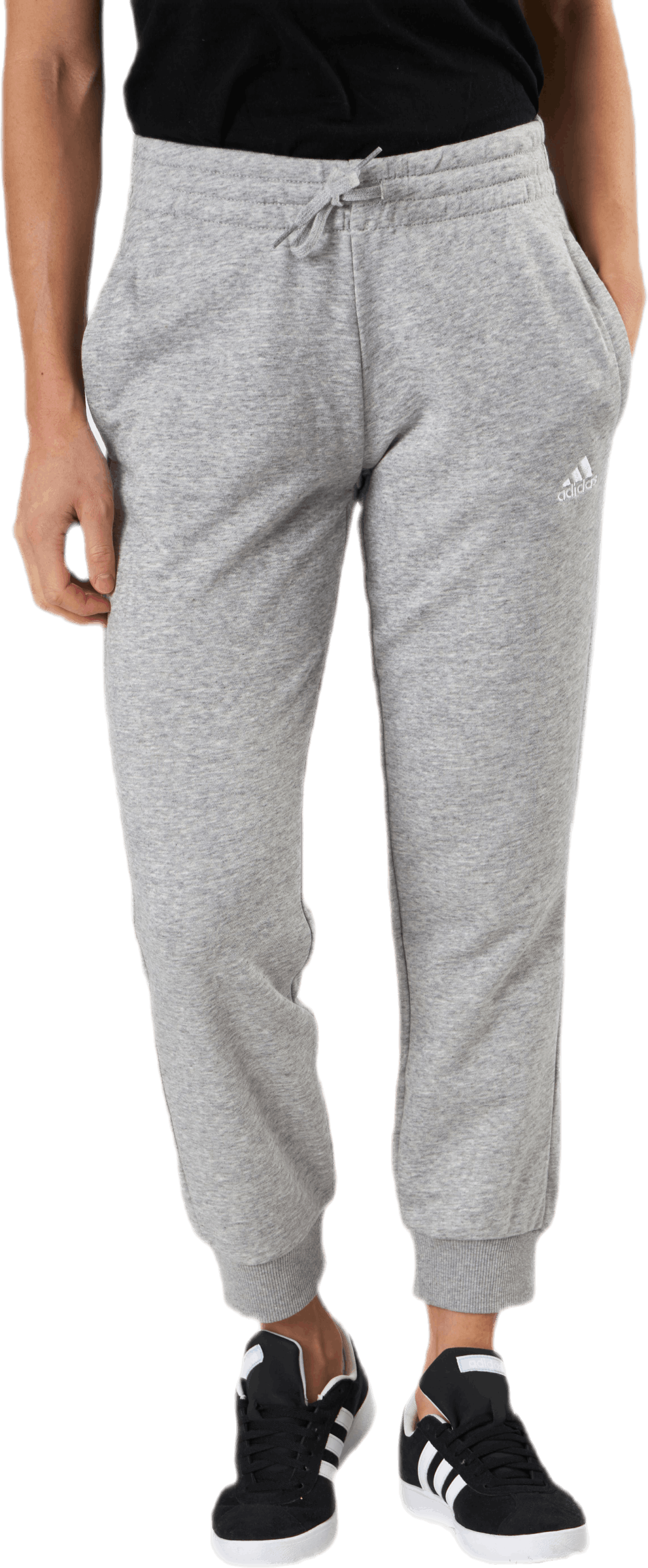 Essentials Regular Tapered Cuffed 7/8 Pant Medium Grey Heather / White, Female, Kleding, Broek, Grijs, M