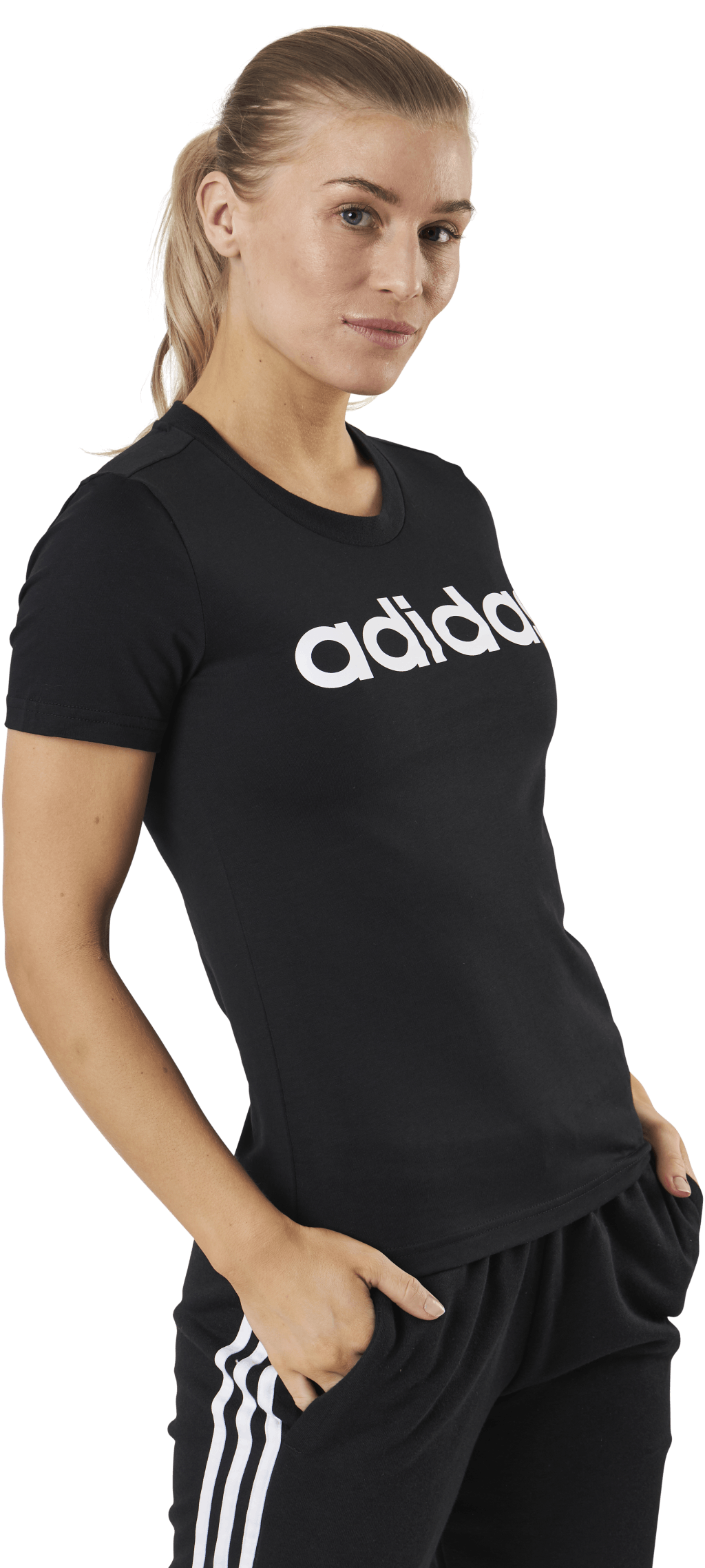Essentials Slim Logo T-Shirt Black / White, Female, Apparels, T-shirt, Black, S