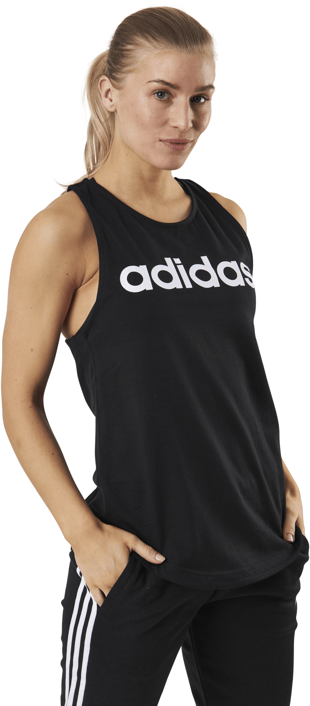 Essentials Loose Logo Tank Top Black / White, Female, Apparels, Tops, Black, M