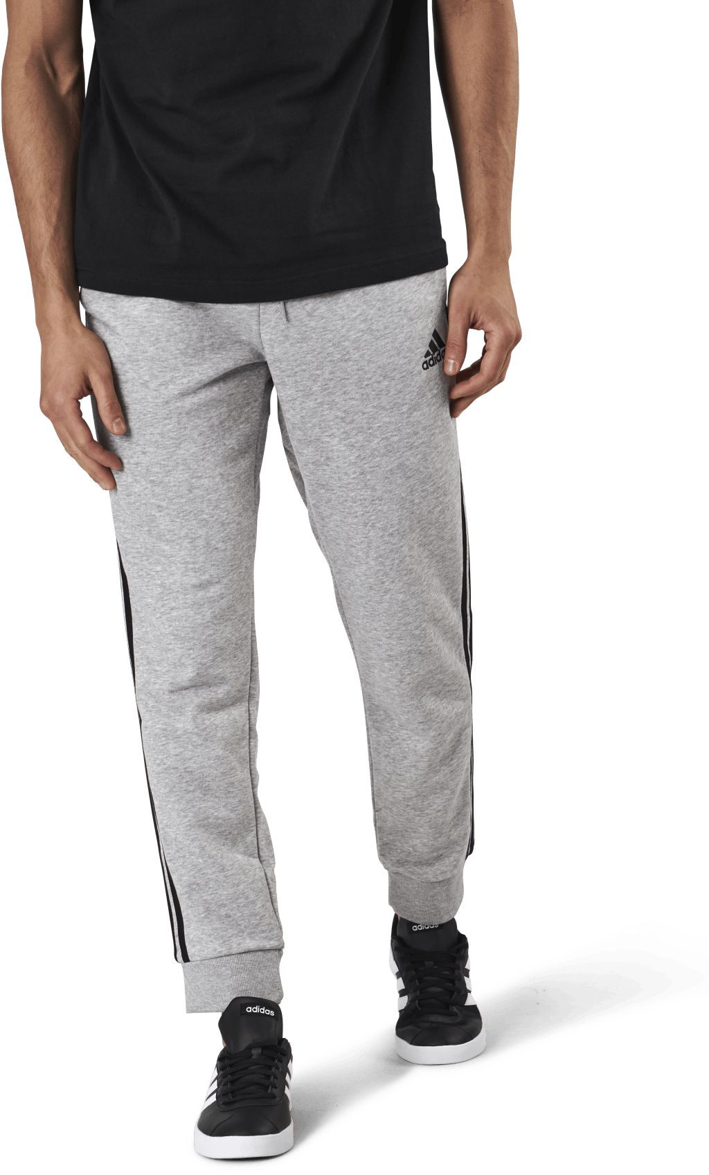 Essentials Tapered Cuff 3 Stripes Pants Medium Grey Heather / Black