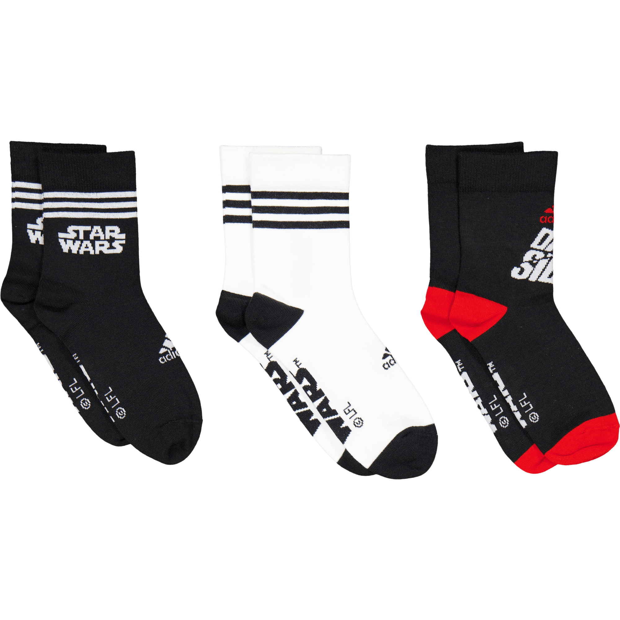 Star Wars Crew Socks 3 Pairs Black, Unisex, Apparels, Socks, Multi color, 28/30
