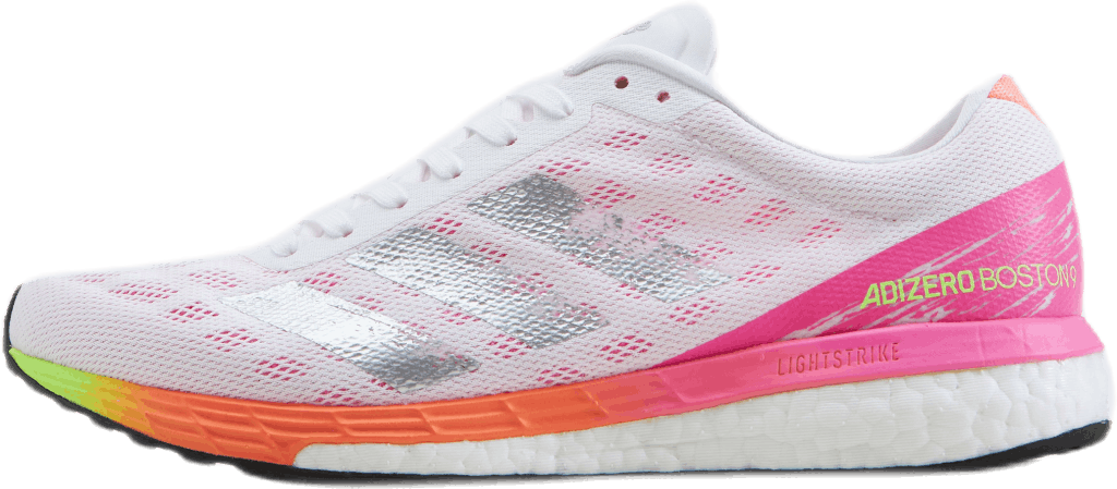 Adizero Boston 9 Shoes Cloud White / Silver Metallic / Screaming Pink, Female, Topánky, Bežecké topánky, športové topánky, Beží, Viacfarebná, EU 38