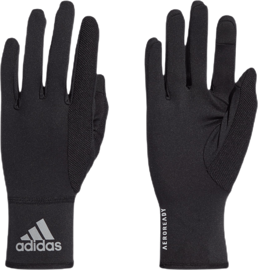 Gloves Aeroready Black / Black / Reflective Silver, Unisex, Apparels, hats & caps, Running, Black, S