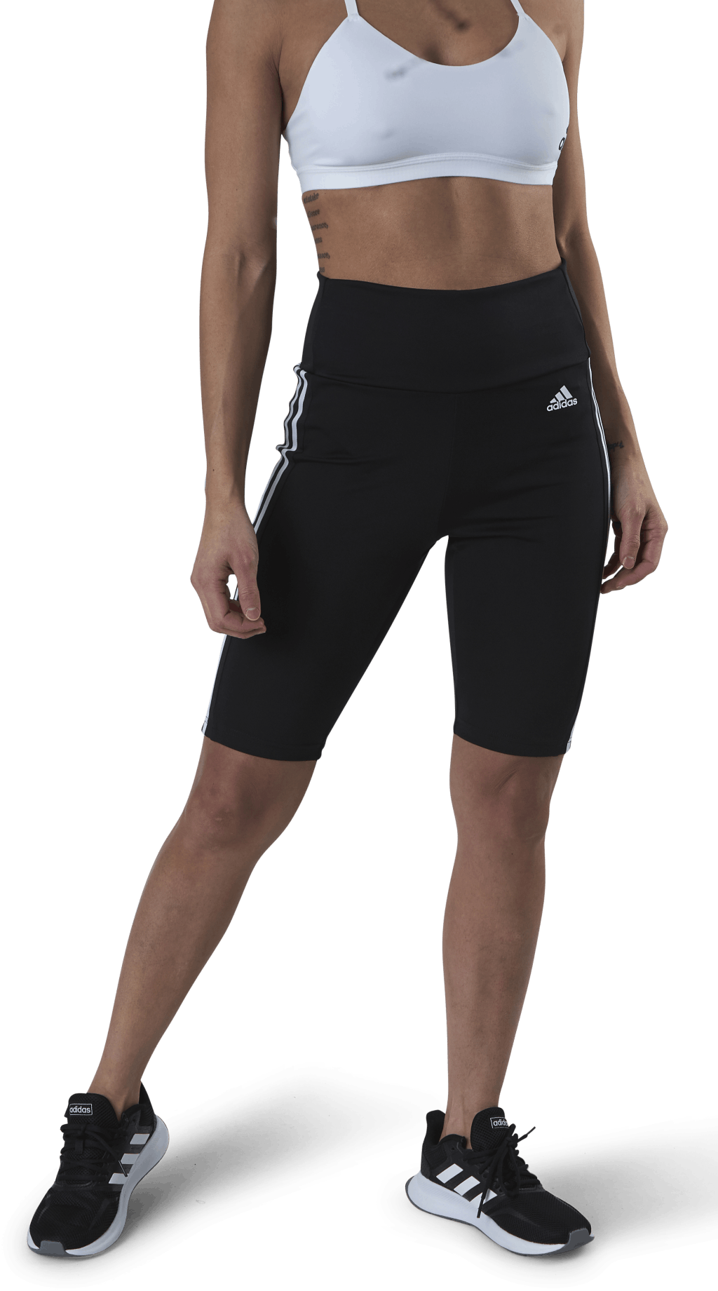 High Rise Short Sport Tights Black / White, Female, Odevy, Leggings, Posilovať, Biely/Čierna, XL