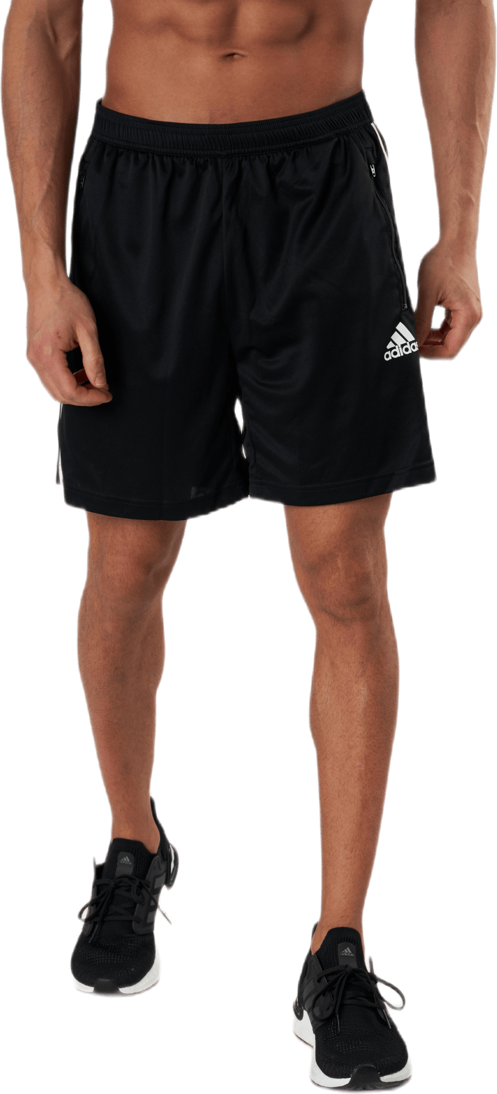 D2M 3-Stripes Short Black / White, Male, Apparels, Shorts, Running, Black, S