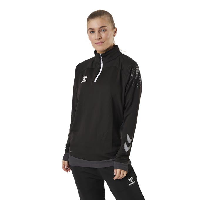 Half Zip Black, Female, Apparels, Shirts, Soccer, Black, L