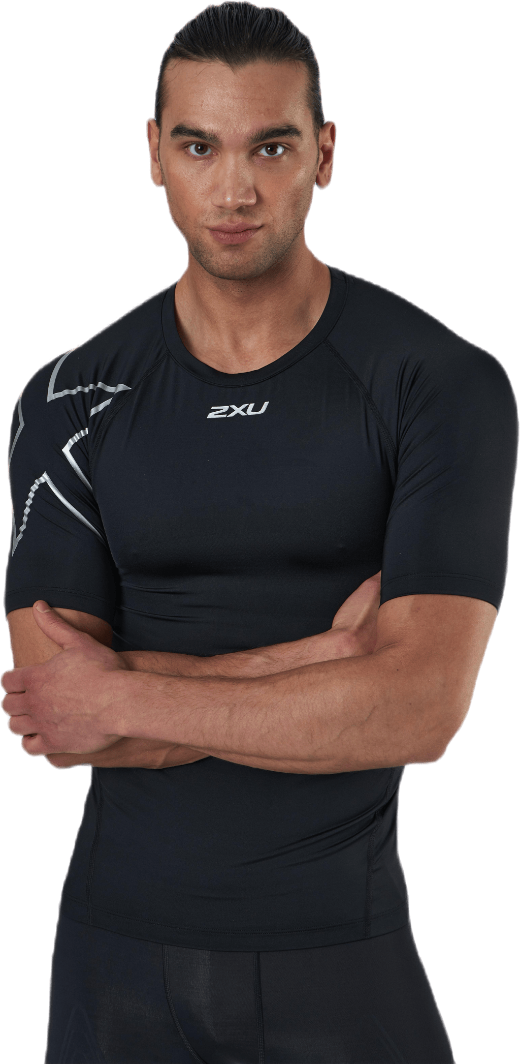 Core Compression S/S Black/Silver, Male, Apparels, T-shirt, Running, Black/Silver, XL