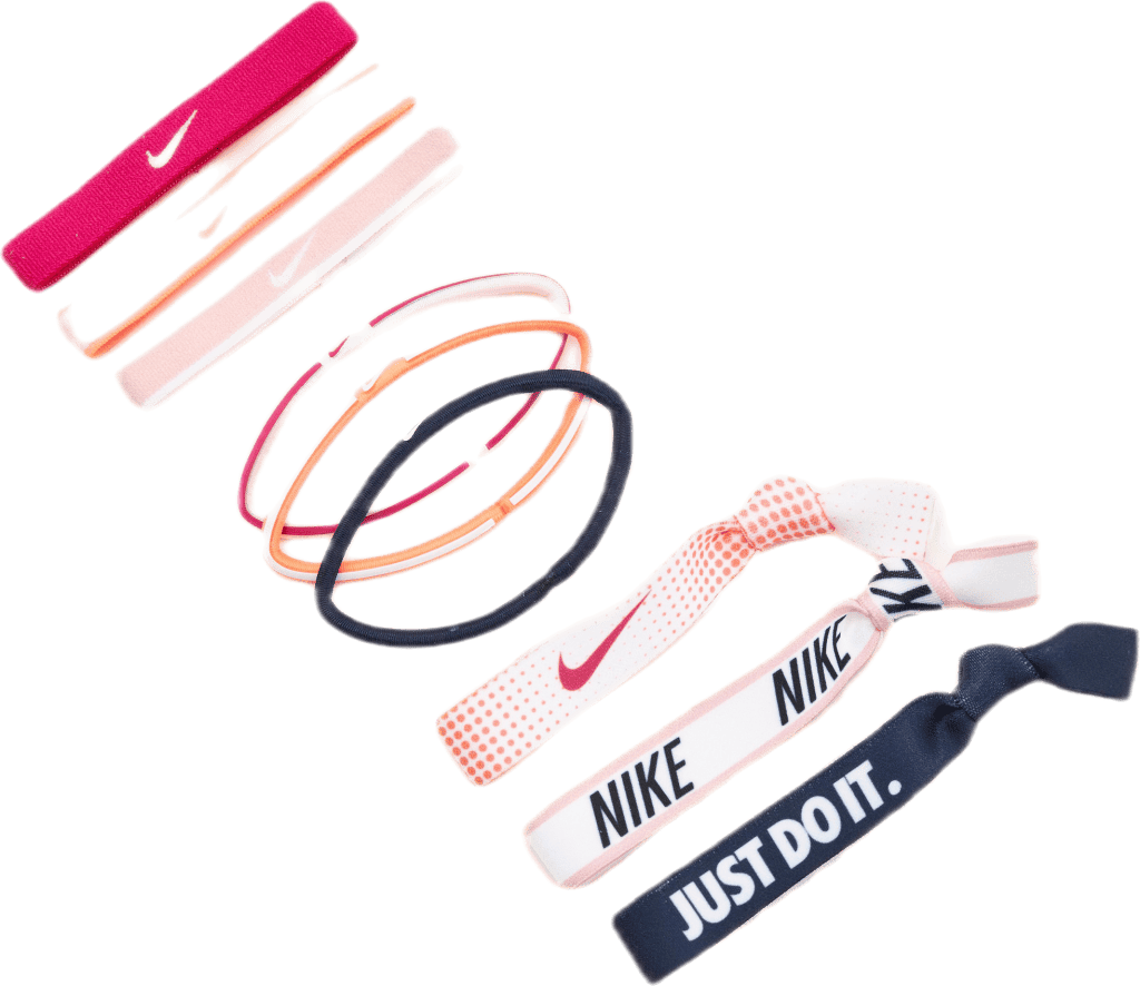 Mixed Ponytail Holder 9PK Orange/Red, Unisex, Klær, luer og caps, Trening, Sølv, ONESIZE
