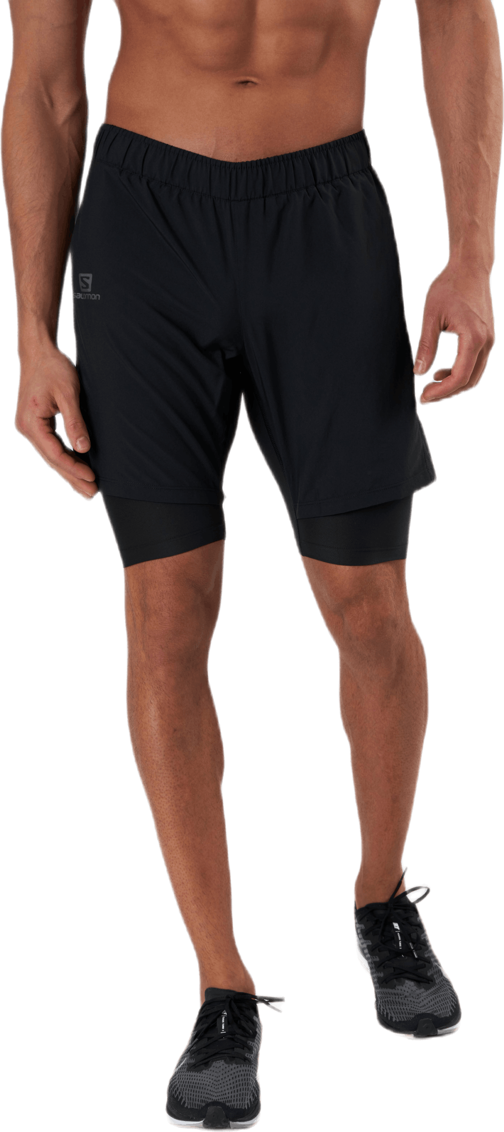 XA Twinskin Short Black, Male, Apparels, Shorts, Running, Black, M