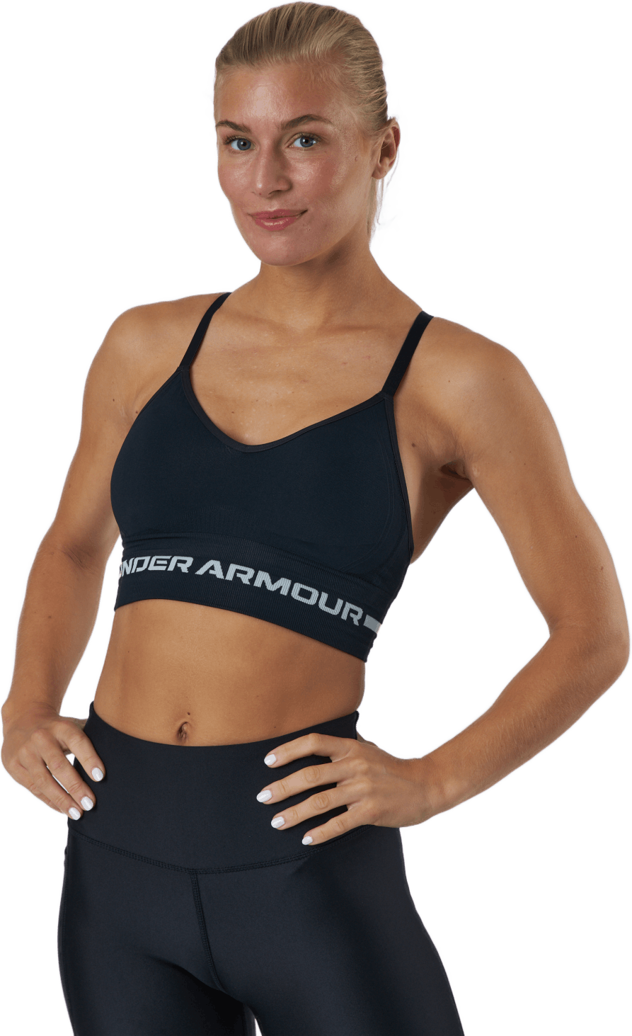 Seamless Low Long Bra Black, Female, Apparels, Sports Bras, Running, Black, M