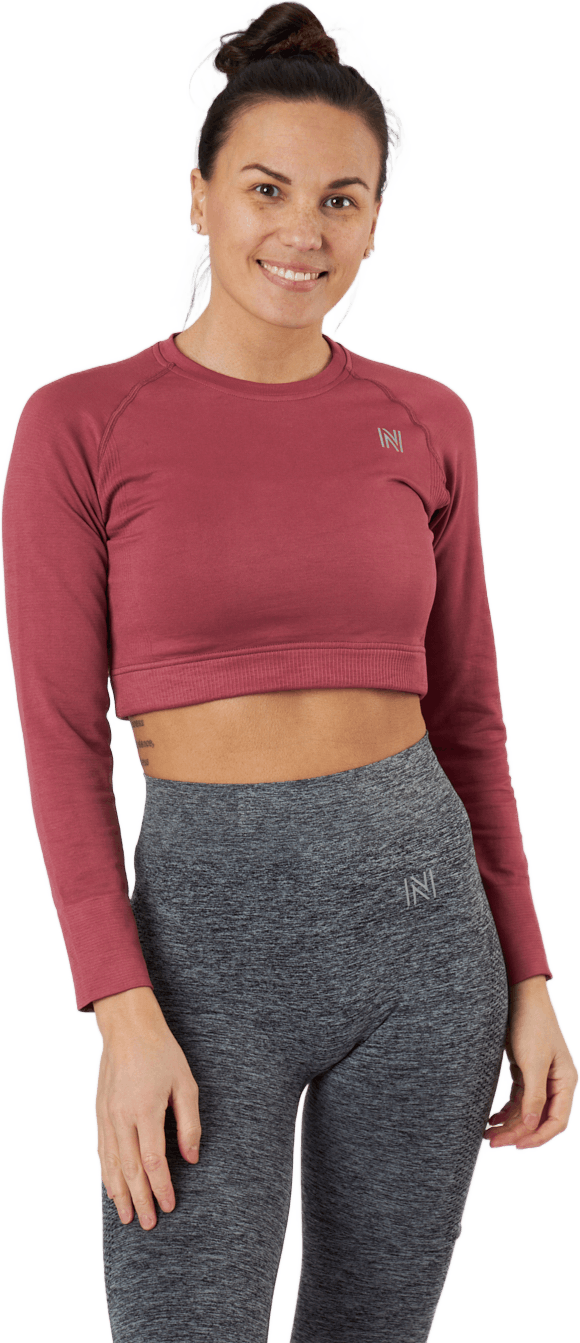 Molly Seamless LS Crop Top Pink, Female, Apparels, Shirts, Workout, Pink, M
