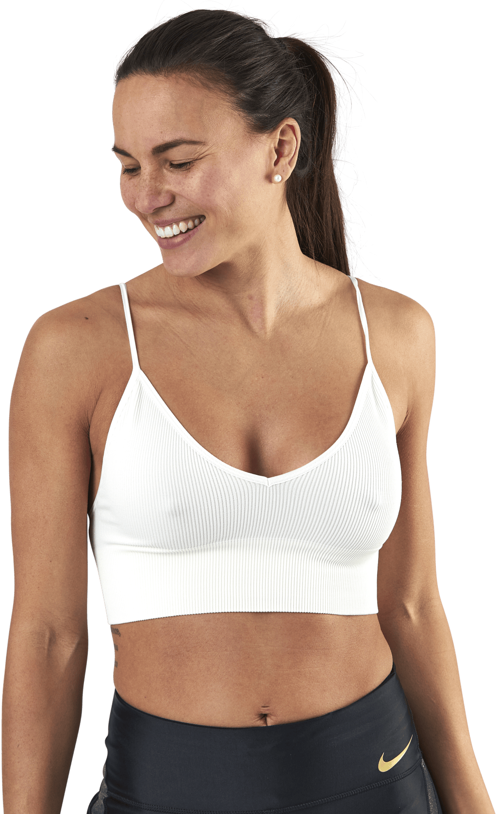 Vicky  Rib Seamless V-Neck Top White - Bild 4