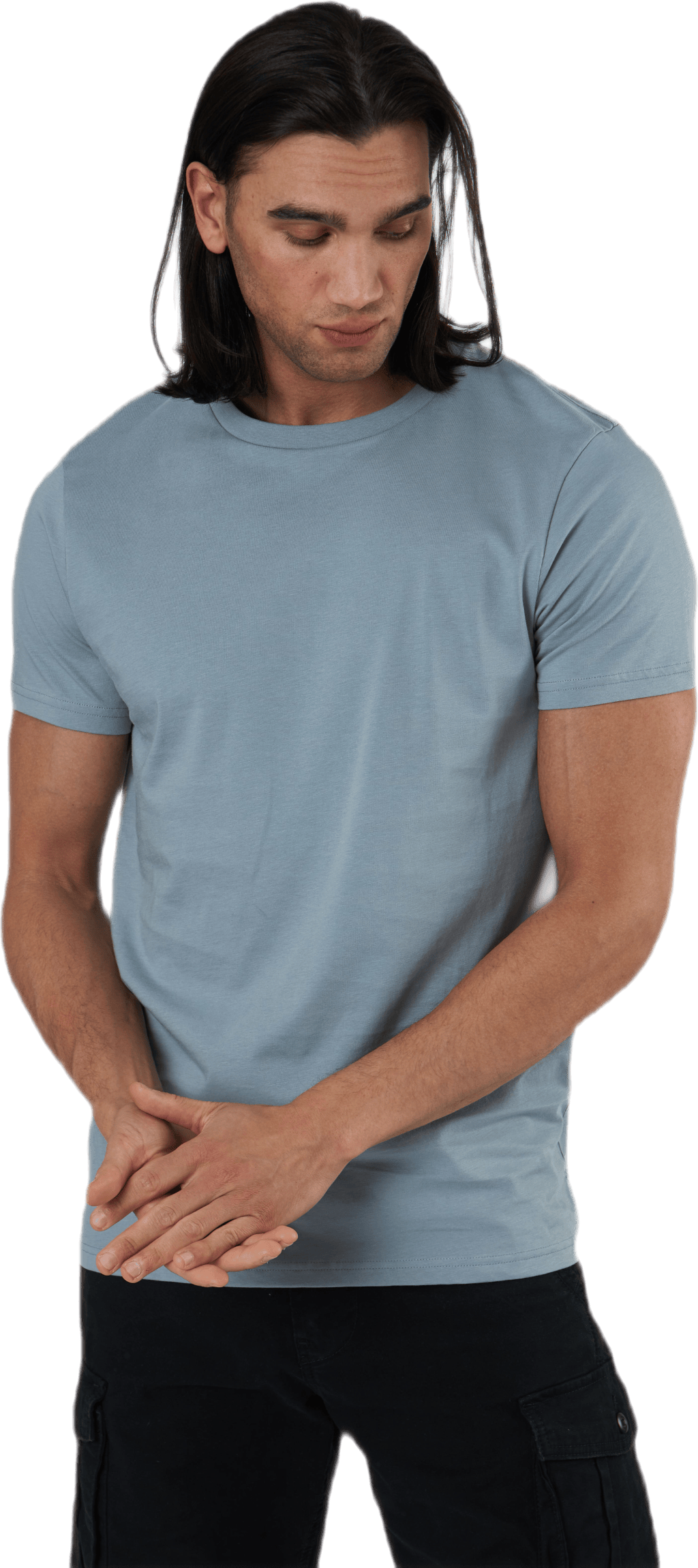 Crew-Neck Cotton Blue, Male, Apparels, T-shirt, Blue, XS