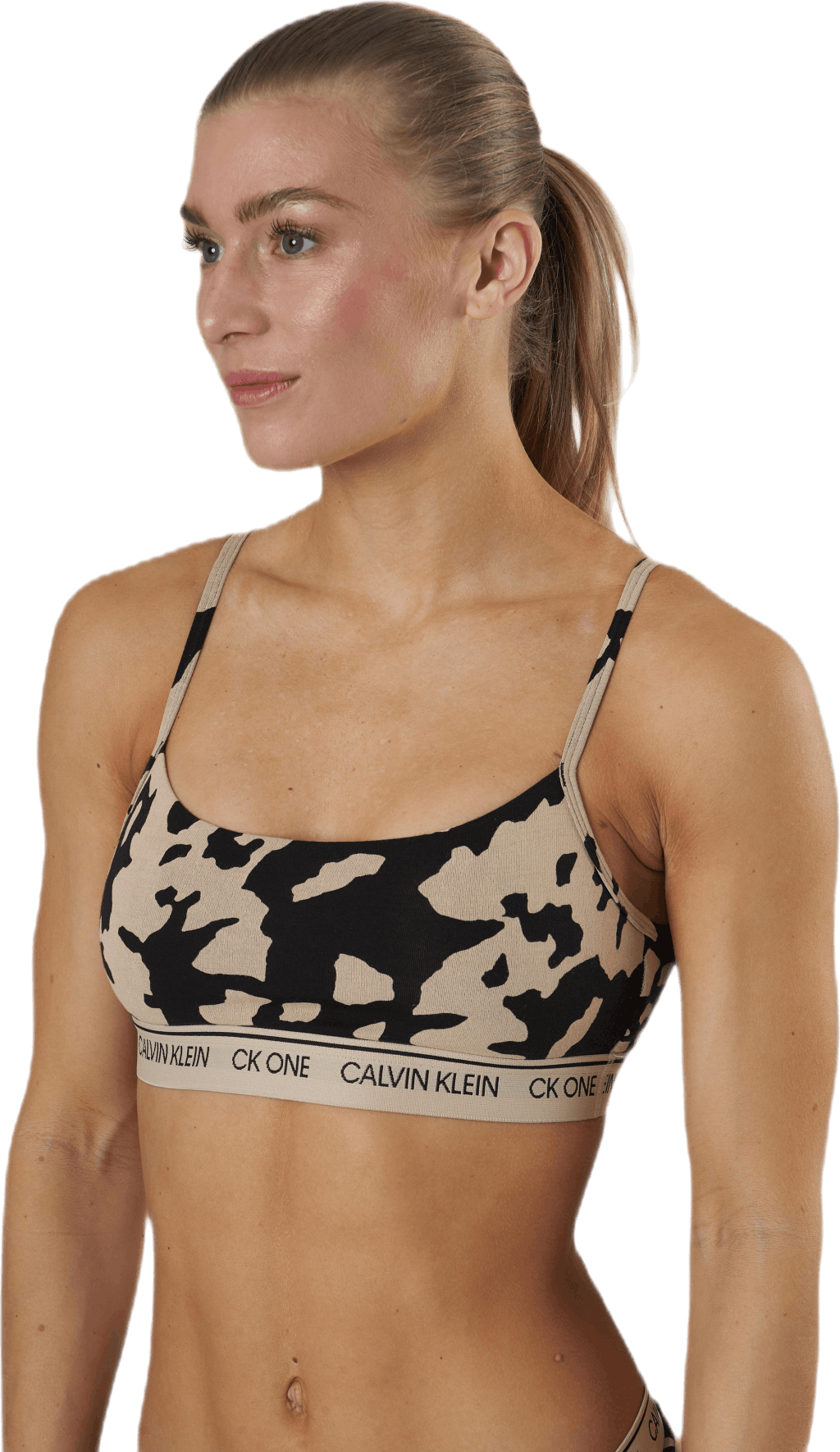 Ck One Cotton Unlined Bralette Black/Beige, Female, Apparels, Underwear, Black/Beige, L