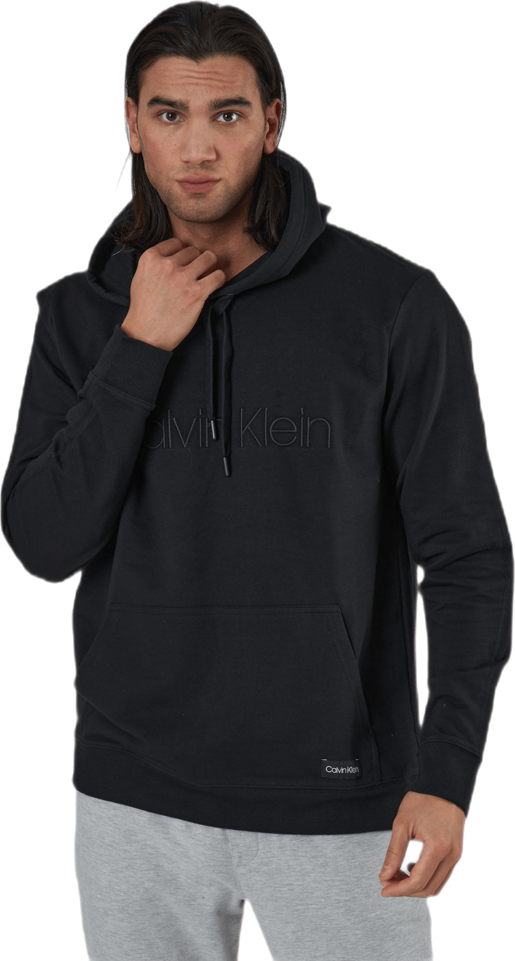 Eco Cotton L/S Hood Black, Male, Klær, Skjorter, Svart, L