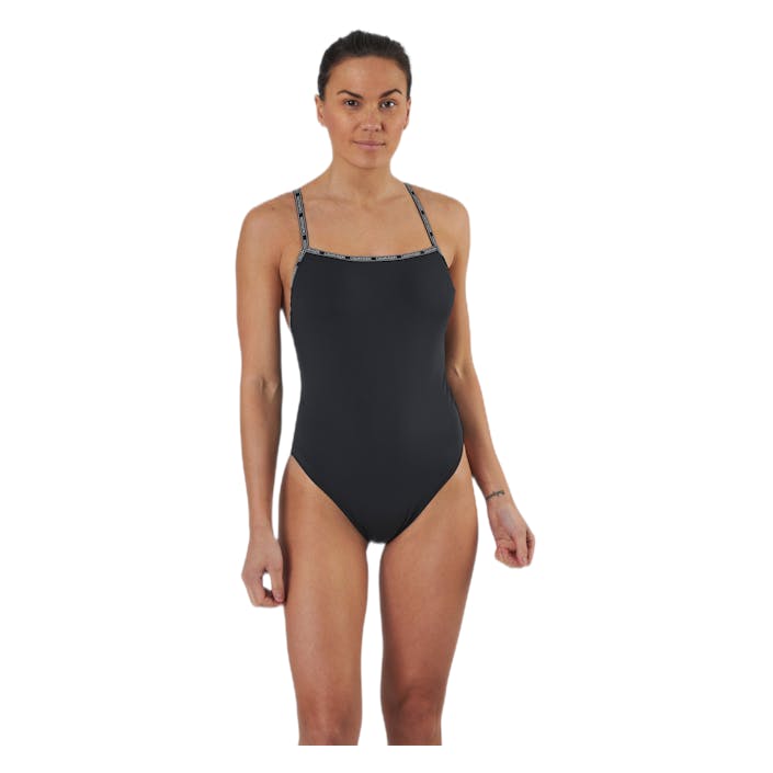 Core Logo Tape Square Neck Swimsuit Black, Female, Abbigliamento, Costumi da bagno, Nuoto, Nero, S