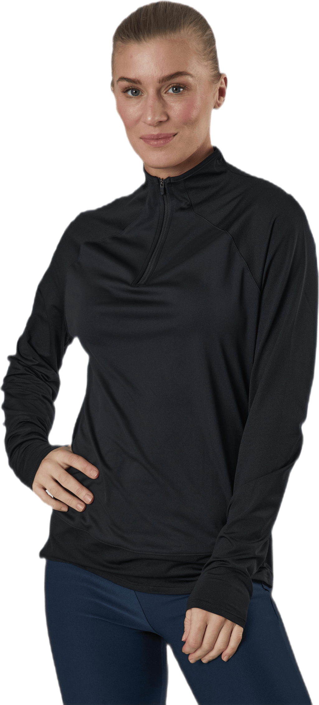 Mesh 1/4 Zip Black