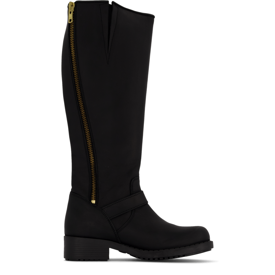 High Boot Double Zip Black / Shiny Gold - Bild 3