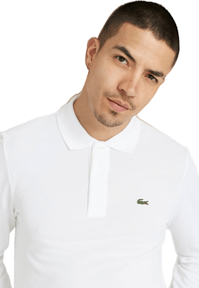 Long-sleeve Classic Pique Polo, Male, Klær, Tops, Hvit, 2XL