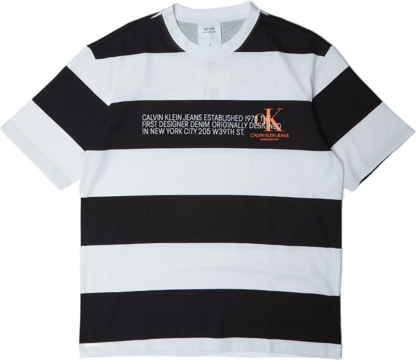 Striped Logo Tee White