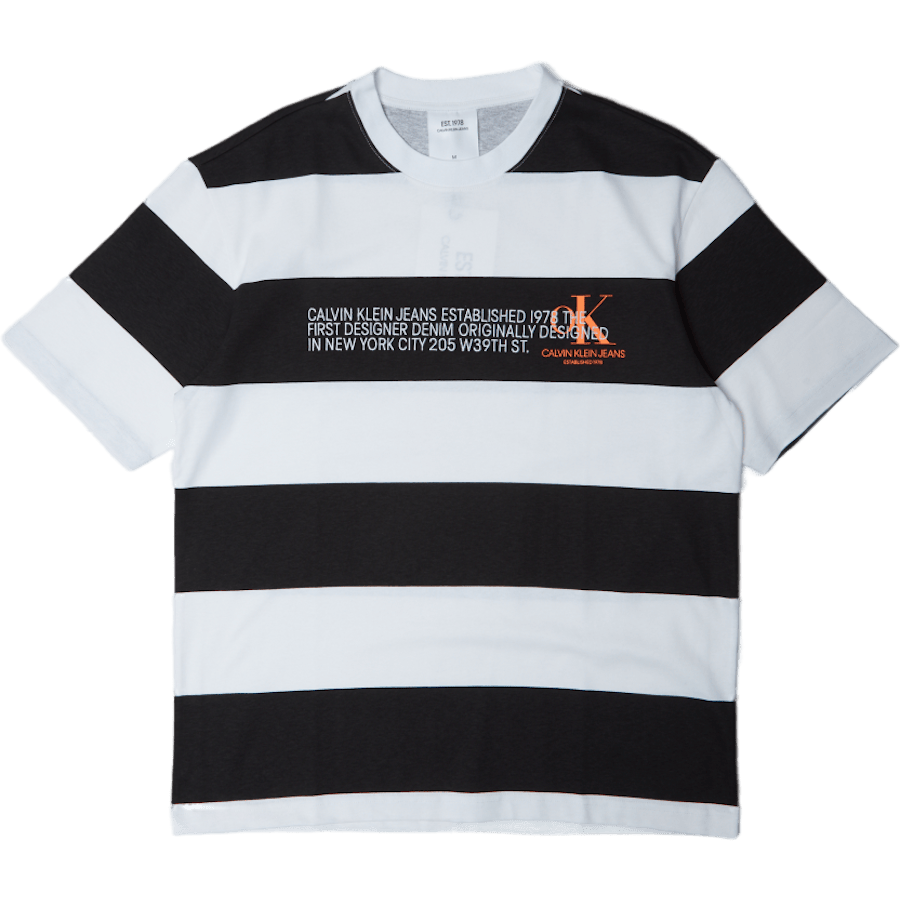 Striped Logo Tee White