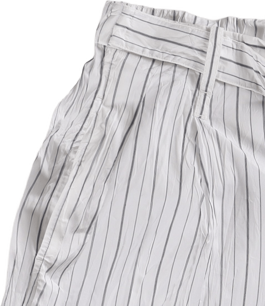 Striped Relaxed Pleated Shorts White - Bild 3