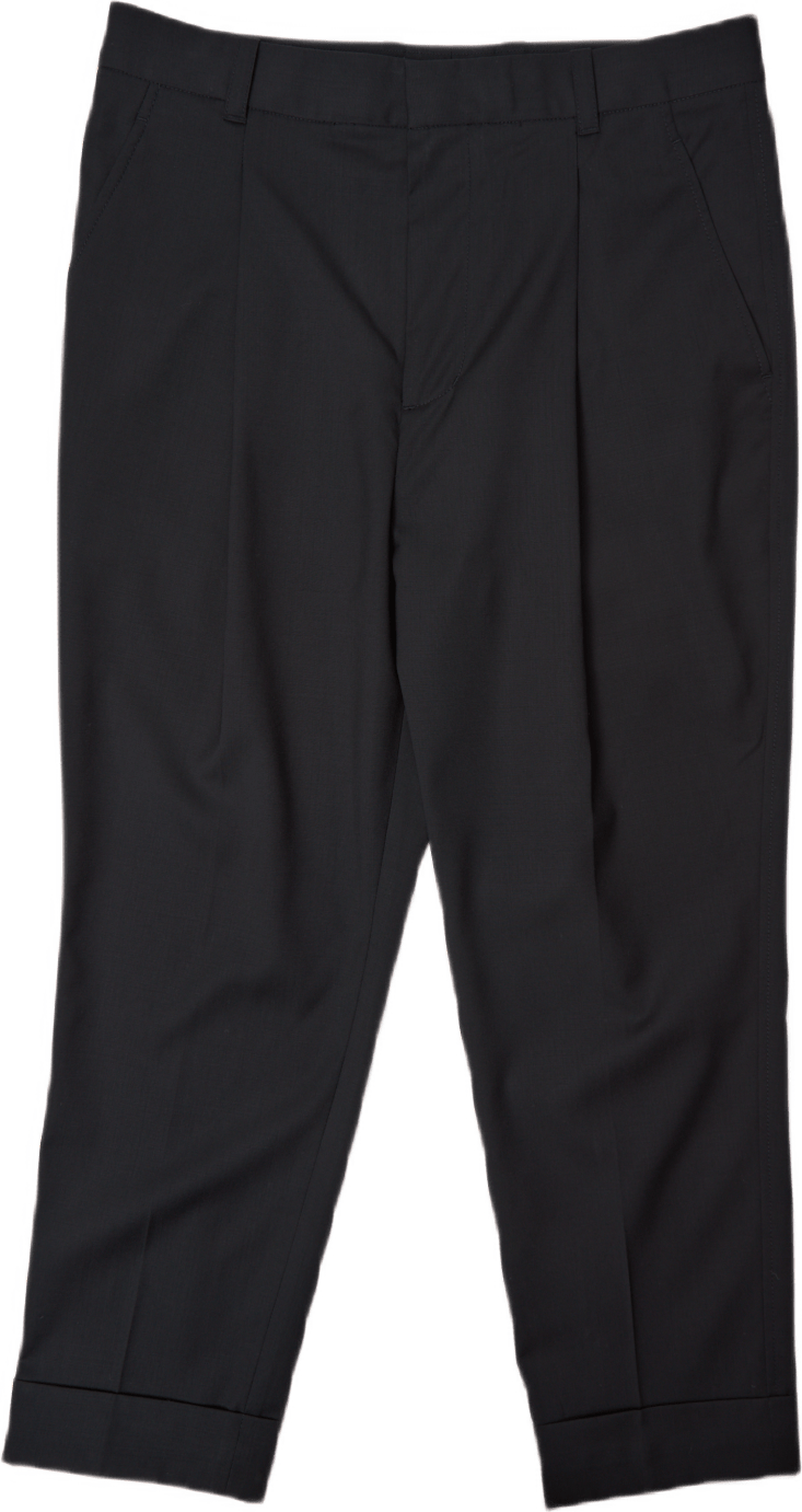 Single Pleat Tapered Trouser Black