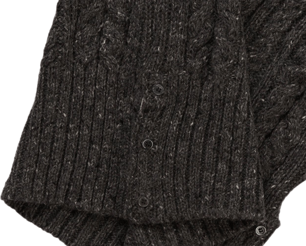 Aran Cable V-neck Cardigan Blue - Bild 2