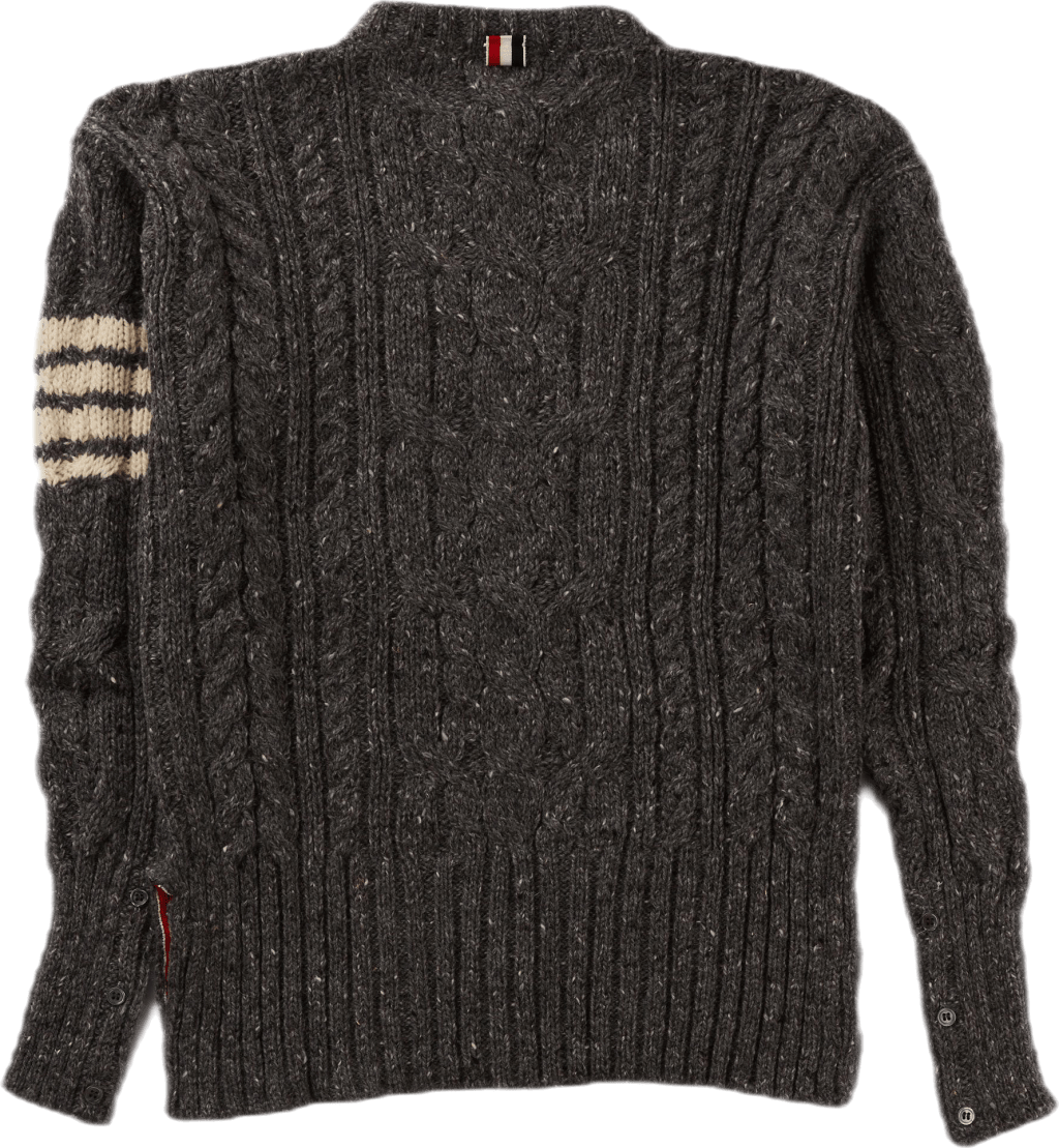 Aran Cable V-neck Cardigan Blue - Bild 3