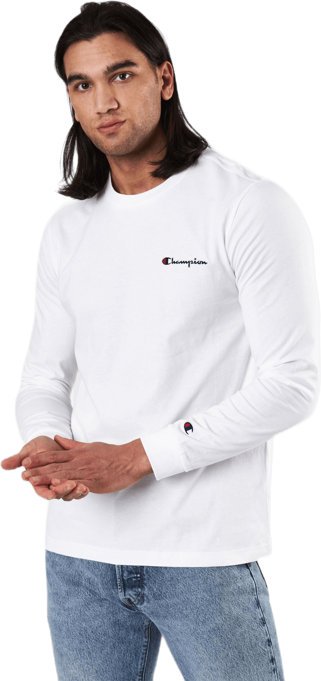 Crewneck Long Sleeve T-shirt Wht, Male, Kläder, Tops, Vit, XL