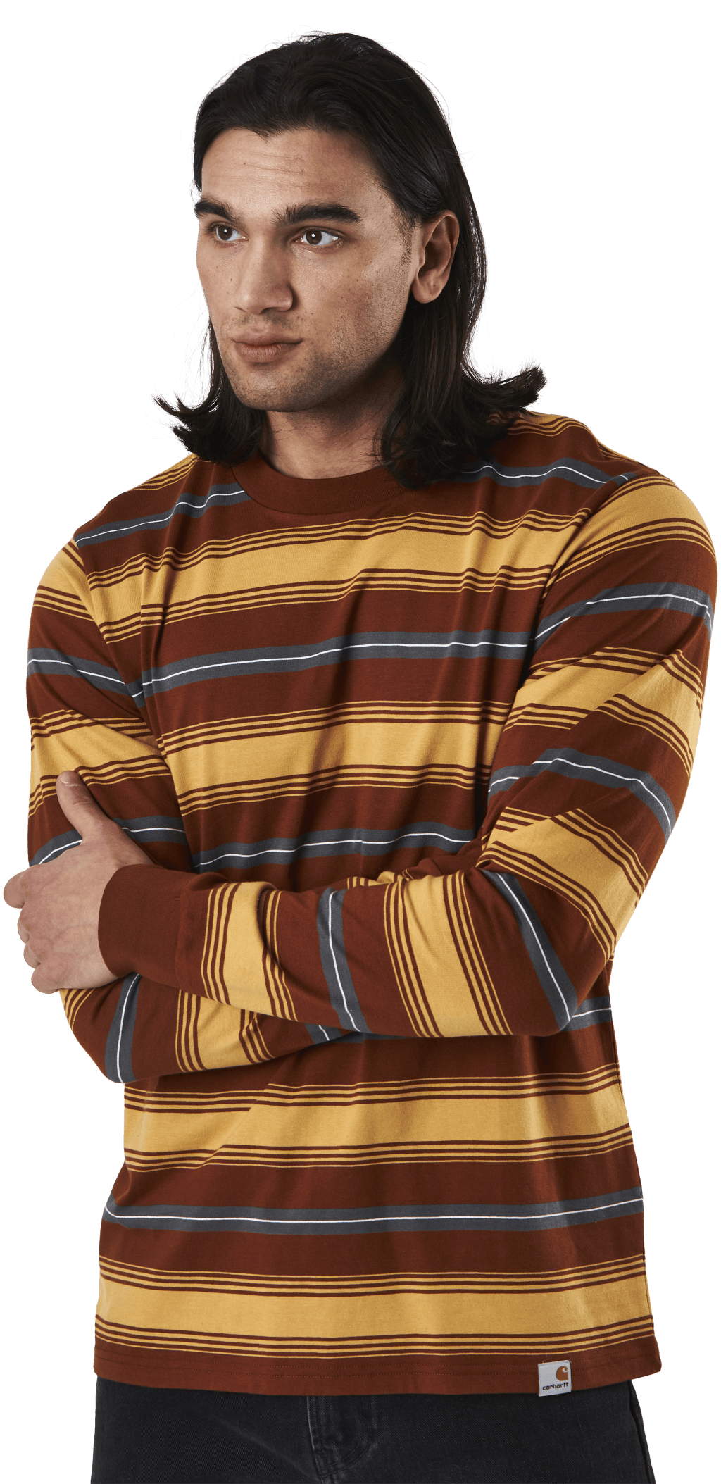L/s Buren T-shirt Buren Stripe, Brandy - Bild 3