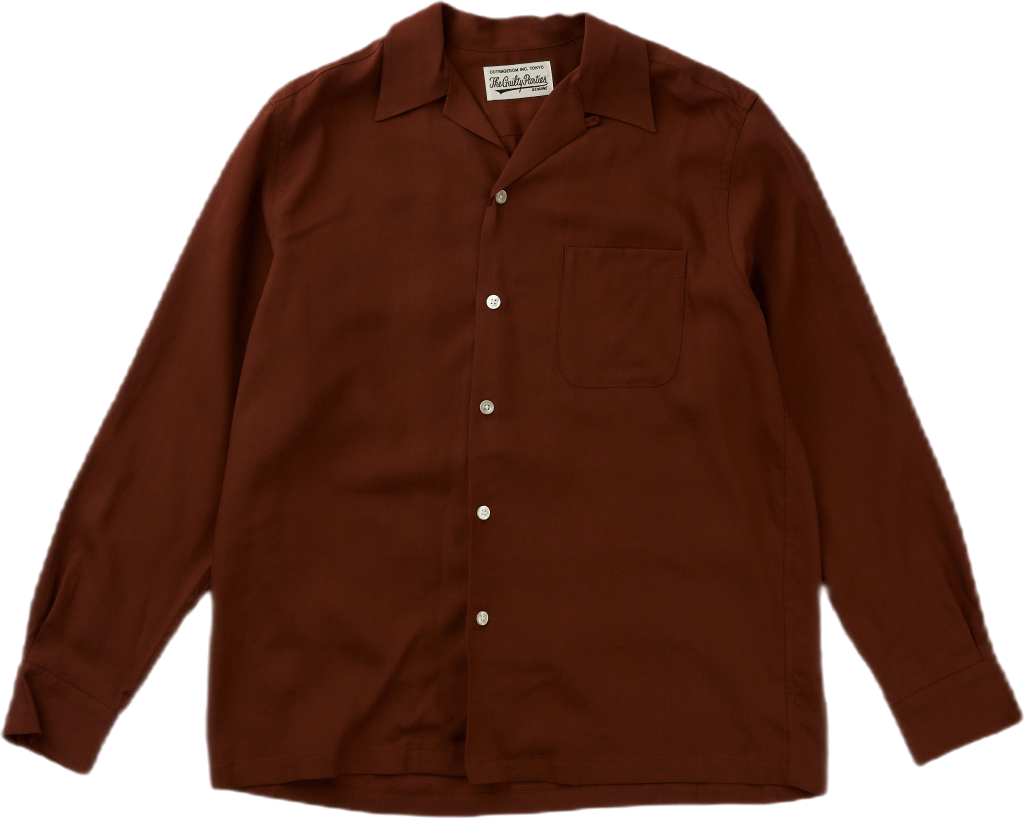 50's Shirt L/s ( Type-2 ) Brown, Male, Vêtements, Chemises, Marron, XXL